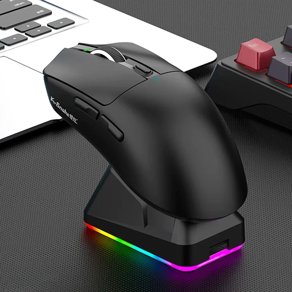 2026 Wireless Gaming Mouse - Tri-Mode (2.4GHz/Wired/Bluetooth) PAW3311 Sensor RGB PC Gam Mouse Connection Magnetic Charging Dock