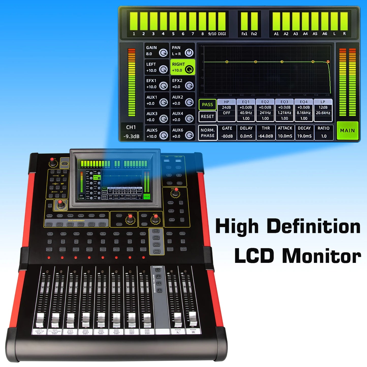 Professional Mixing Console 12 Channel Mezclador Digital Audio Mixer for Studio /Live Performances/Church