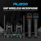 Professional UHF Wireless Microphone System 2 Channels 50m Range with Receiver for Karaoke Singing Home Party Performance 500-59