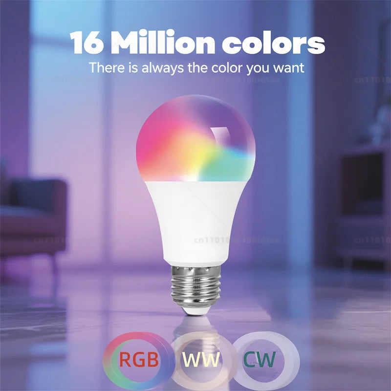 Tuya Bluetooth APP controls LED Smart Light RGBCW Dimmable Bulb 15W Household Bedroom Christmas Party Decoration Group Control