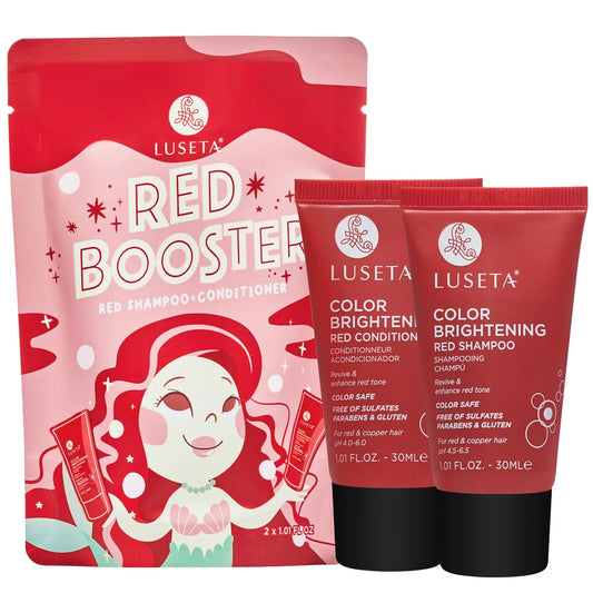 Luseta Color Brightening Red Shampoo and Conditioner Set Color Depositing for Copper and Color-Treated Hair Sulfate and Paraben-Free 2 x 1.01oz