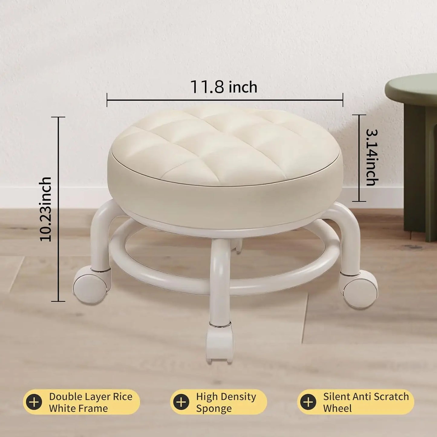 Pulley, Low Stool, Universal Wheel, Small Stool, Seat with Wheels, CHILDREN'S Multi-functional Shoe Changing Stool, round Stool
