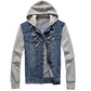 Men's Korean Style Denim Jacket with Removable Hood