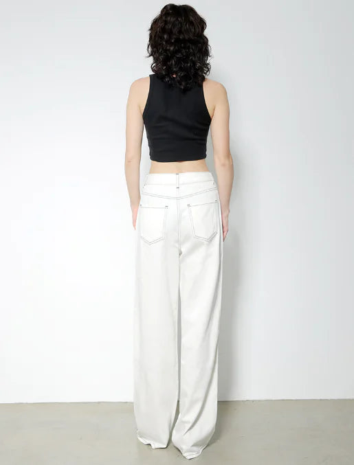 Women's High Waist Loose Fit Denim Jeans with Pockets