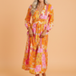 Floral Patchwork Cut-Out Tied Back Maxi Dress