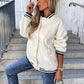Fashion Women's Color Block Baseball Jacket with Pockets