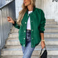 Fashion Women's Color Block Baseball Jacket with Pockets