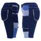 High Waist Color Block Denim Shorts with Pockets