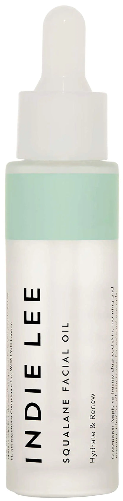 Indie Lee 100% Squalane Oil - Daily Face Oil & Hydrating Moisturizer for Dry Skin Fine Lines and Wrinkles - Even Skin Tone Brighten & Improve Texture - Facial Oil for All Skin Types (30ml)