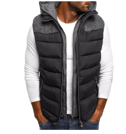Men's Fashion Color Block Cotton Jacket with Hood
