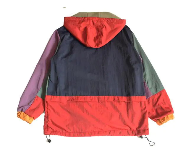 Japanese Style Color Block Jacket with Pockets