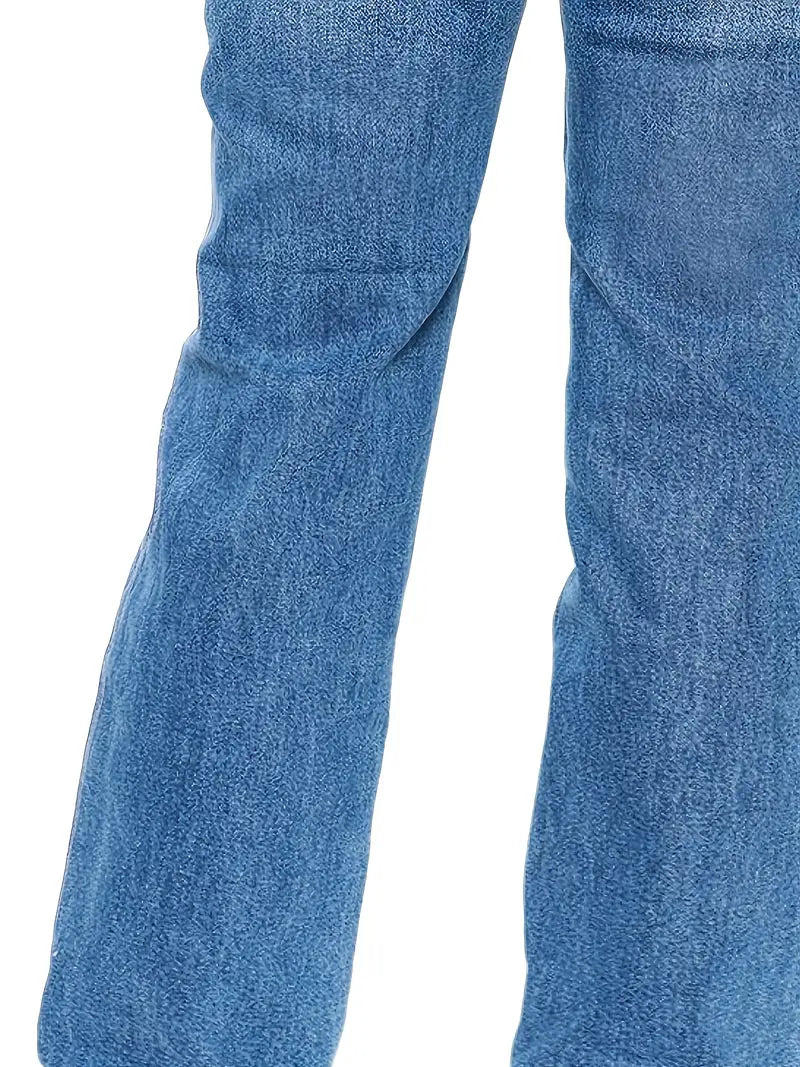 Women's High-Waisted Loose Fit Denim Jeans with Pockets