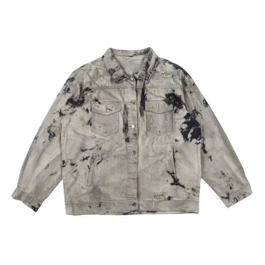 Men's Hip-hop Color Block Denim Jacket with Pockets