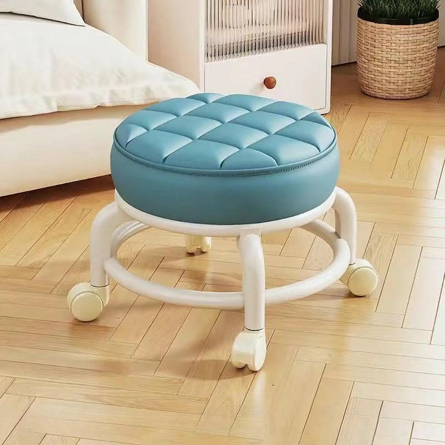 Pulley, Low Stool, Universal Wheel, Small Stool, Seat with Wheels, CHILDREN'S Multi-functional Shoe Changing Stool, round Stool