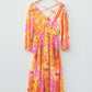 Floral Patchwork Cut-Out Tied Back Maxi Dress