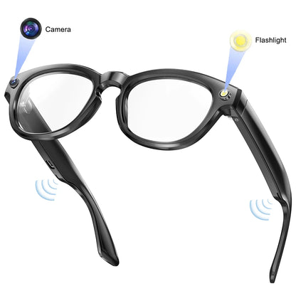 GS380 AI Smart Camera Glasses with Flashlight Take Photo Music Call Pedometer Distance Audio Wearable Video Recording Glasses