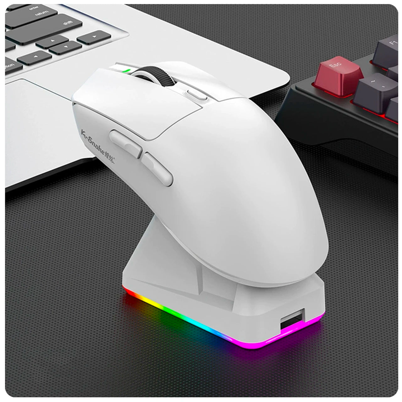 2026 Wireless Gaming Mouse - Tri-Mode (2.4GHz/Wired/Bluetooth) PAW3311 Sensor RGB PC Gam Mouse Connection Magnetic Charging Dock