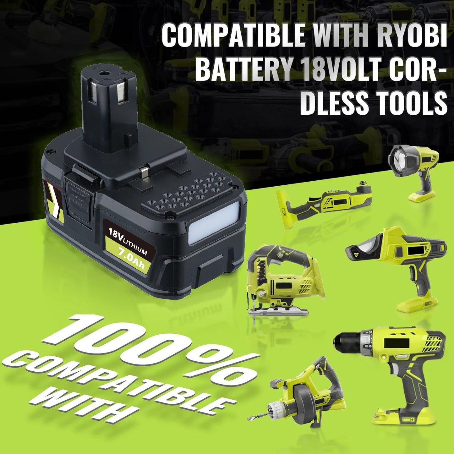 VANON 2Pack 7.0Ah P108 Li-on Replace for ryobi 18v P102 P103 P107 P109 Battery Pin Compatible with 18V Cordless Power Tools