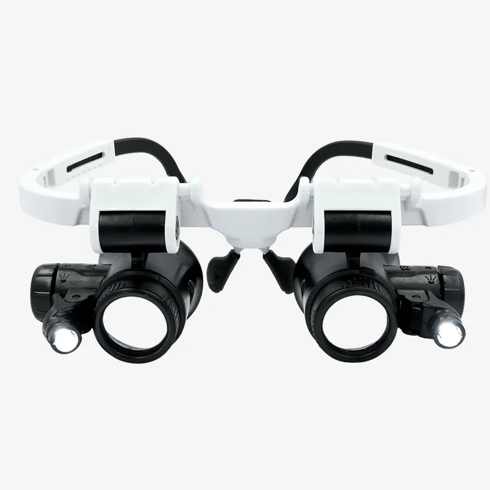 Hot sell 2XLED Watch Jeweler Repair Magnifier Head-Mounted Headband Adjustable Magnifying Head Eye Glasses Loupe Lens 8X 15X