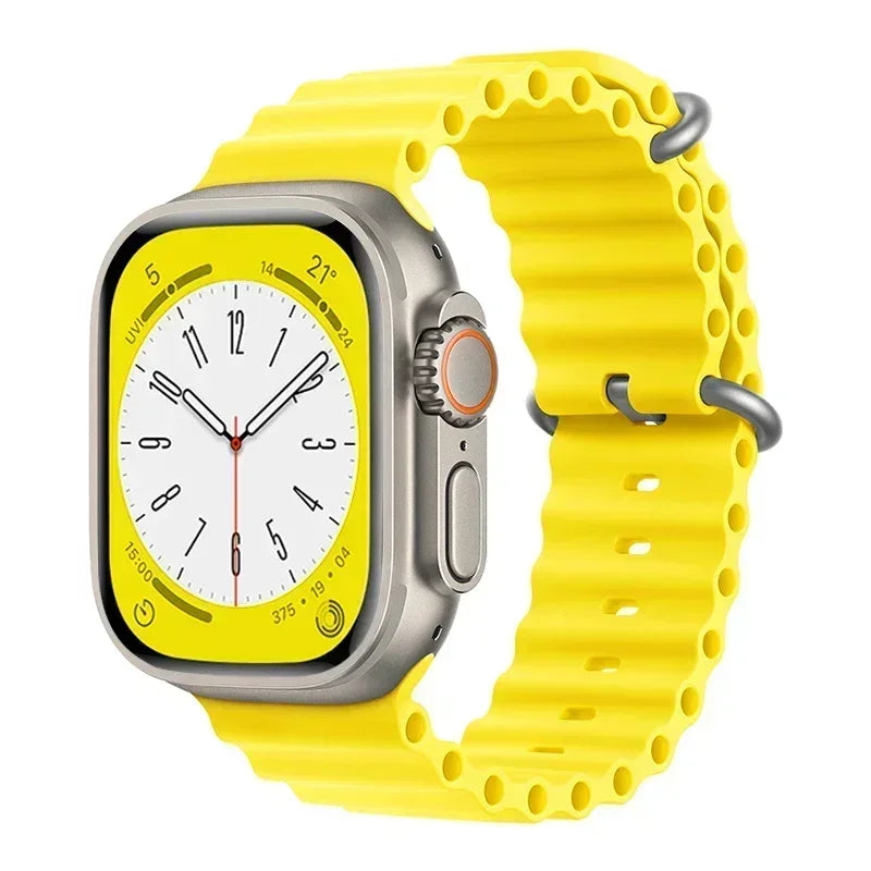 Silicone Ocean band for Apple Watch straps 45mm 46mm 40mm Ultra 2 49mm 44mm 41mm 38-42mm sport bracelet series 10 9 8 7 6 5 4 SE