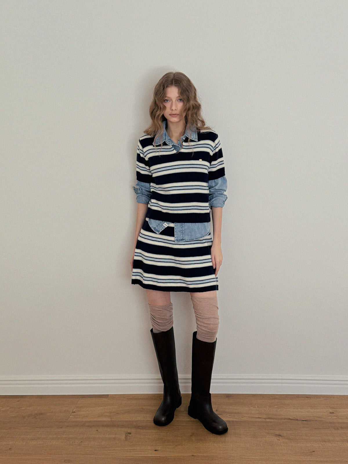 [TWEE] Rillo Stripe Knit Skirt Set