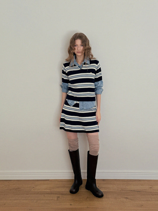 [TWEE] Rillo Stripe Knit Skirt Set