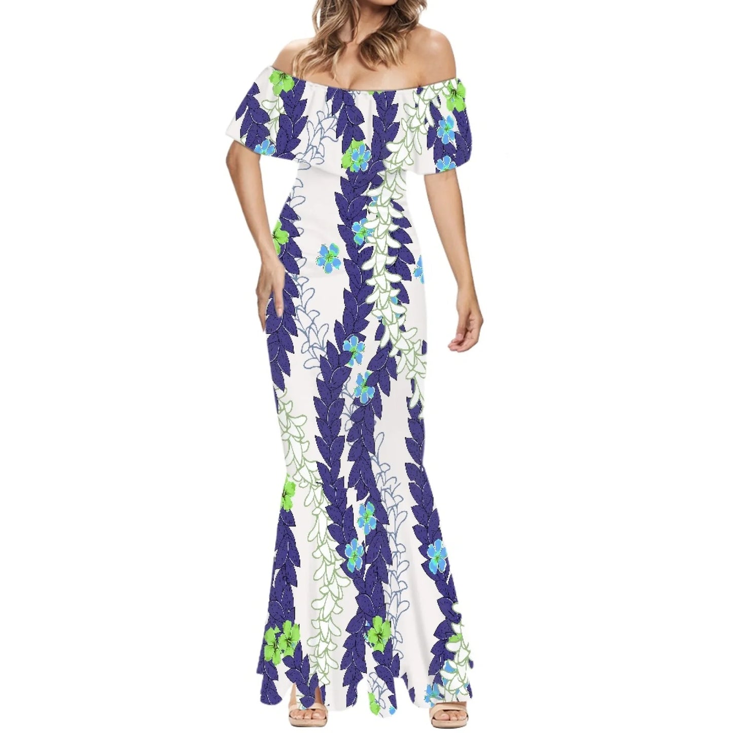Elegant 2025 Premium Polynesian Puakenikeni Hawaiian Floral Print Made to Order Couture Fishtail Skirt Tonga Charming Style