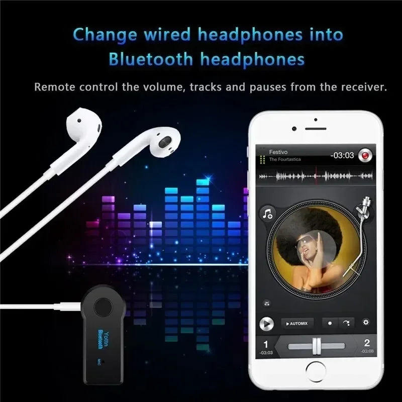 Wireless Bluetooth AUX Car Bluetooth 5.0 Receiver,3.5mm Socket Adapter,Audio Converter Mobile Phone Hands-Free Stereo