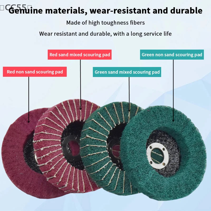 〔CC55〕100/115/125mm Grinding Wheel For Angle Grinder Nylon Fiber Flap Polishing Wheel Non-woven Grinding Disc For Metal Wood