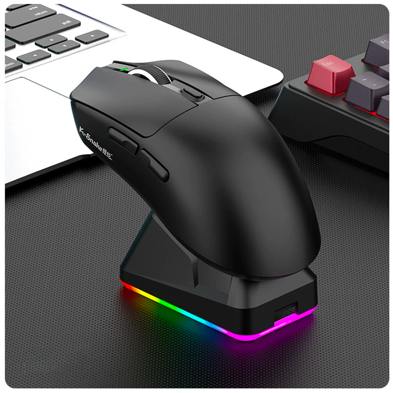 2026 Wireless Gaming Mouse - Tri-Mode (2.4GHz/Wired/Bluetooth) PAW3311 Sensor RGB PC Gam Mouse Connection Magnetic Charging Dock