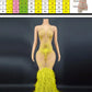 Products Blue Rhinestone Feather Dress Mesh Red Evening Elegant Evening Dresses Luxury Abito Da Cerimonia Donna Birthday Dresses