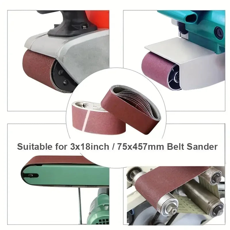 10Pcs 457 * 75 wood metal polishing abrasive belt, different particle sizes 80/120/150/240/400, 2 pieces of each particle size