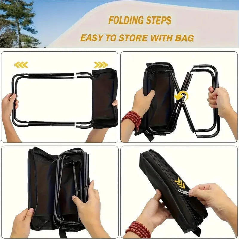 1pc Folding Travel Stool - Compact & Sturdy Seat, Great for Camping, Fishing & Outdoor Use, Easy Setup, Zipper Stool for Outdoor