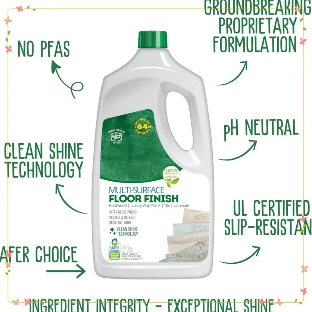 Hardwood Laminate Tile Floor Cleaner and Polish | Multi-Surface Shine & Protection | EPA Safer Choice Certified