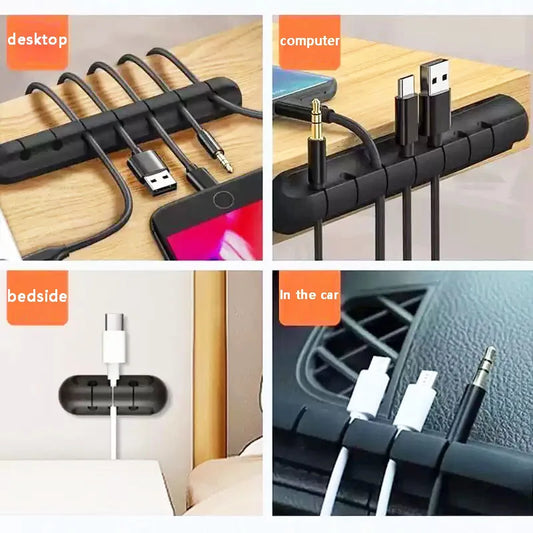 1pc Self-Adhesive Cable Organizer for Easy Wire and Data Cable Management - 7 Hole Black Wire Clips and Network Cable Clamps