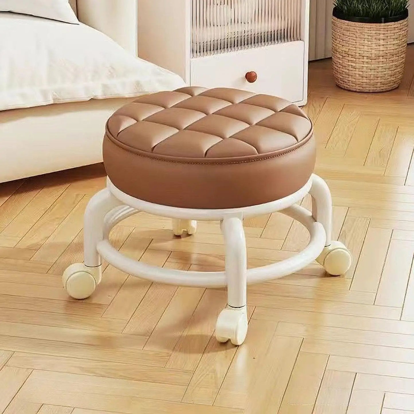 Pulley, Low Stool, Universal Wheel, Small Stool, Seat with Wheels, CHILDREN'S Multi-functional Shoe Changing Stool, round Stool