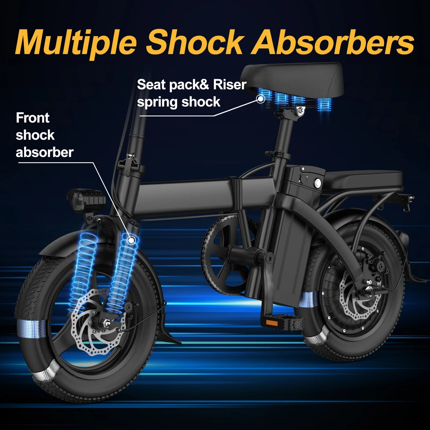 Foldable Electric Bike for Adults,14" Commuter E-Bike,750W Peak,Electric Bicycle,48V10Ah Battery,30Miles Range + 1 Year Warranty