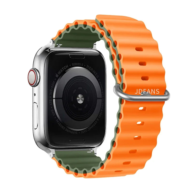Ocean strap For Apple Watch Ultra 2 Band 49mm 10 9 8 7 45mm 41mm Silicone Bracelet Wristband iWatch 6 5 4 3 SE 44mm 40 42mm band