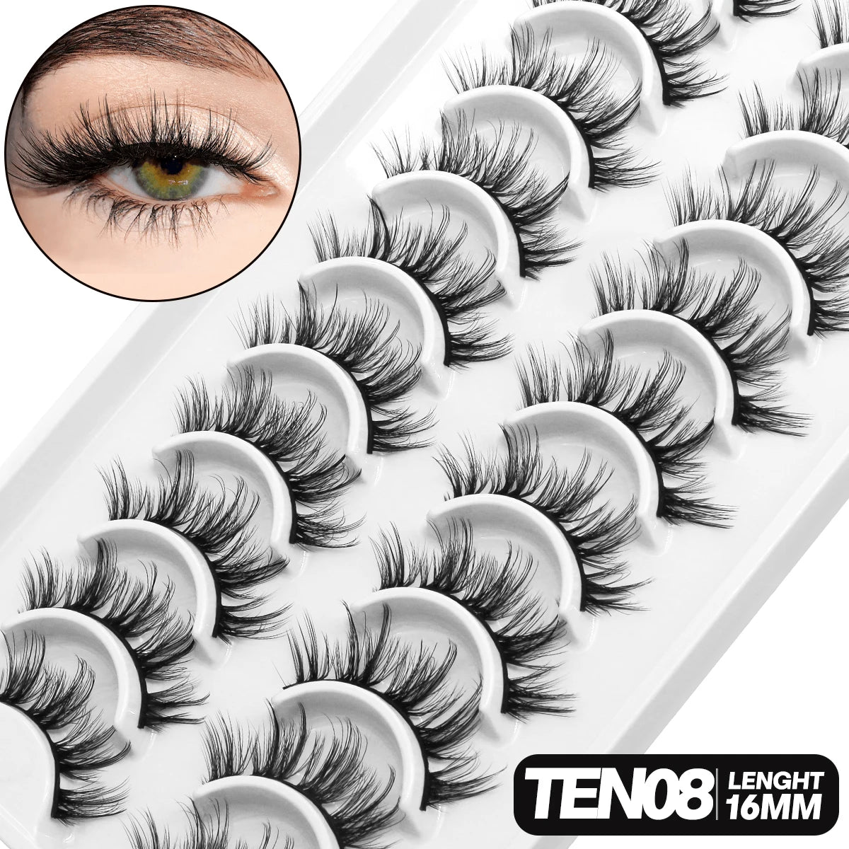 GROINNEYA 5/10 pairs 3D Mink Lashes Faux Mink Fluffy Lash Soft Full Thick Wispy Eyelash Dramatic False Eyelashes Makeup