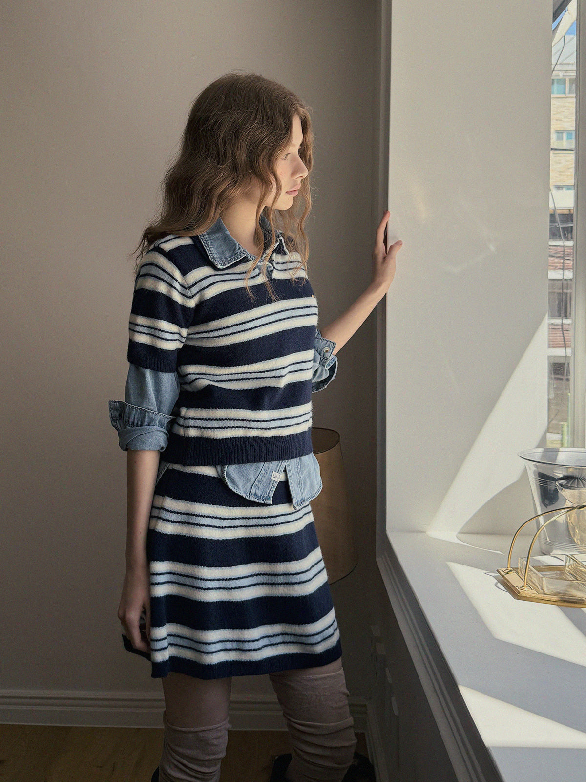 [TWEE] Rillo Stripe Knit Skirt Set