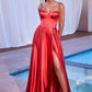 Chic Polished A-Line Satin Bustier Gown for Special Occasion CDCD337