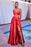 Chic Polished A-Line Satin Bustier Gown for Special Occasion CDCD337