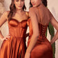 Chic Polished A-Line Satin Bustier Gown for Special Occasion CDCD337