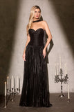 Strapless Dress, Sweetheart Neckline, Pleated, Luminescent Chiffon, A-Line Skirt