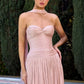 Strapless Dress, Sweetheart Neckline, Pleated, Luminescent Chiffon, A-Line Skirt