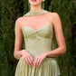 Strapless Dress, Sweetheart Neckline, Pleated, Luminescent Chiffon, A-Line Skirt