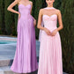 Strapless Dress, Sweetheart Neckline, Pleated, Luminescent Chiffon, A-Line Skirt