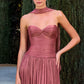 Strapless Dress, Sweetheart Neckline, Pleated, Luminescent Chiffon, A-Line Skirt
