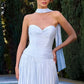Strapless Dress, Sweetheart Neckline, Pleated, Luminescent Chiffon, A-Line Skirt