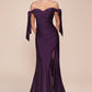 Stretch Jersey Gathered Off or On Shoulder Bodice Leg Slit Long Prom & Bridesmaid Dress CDCD943